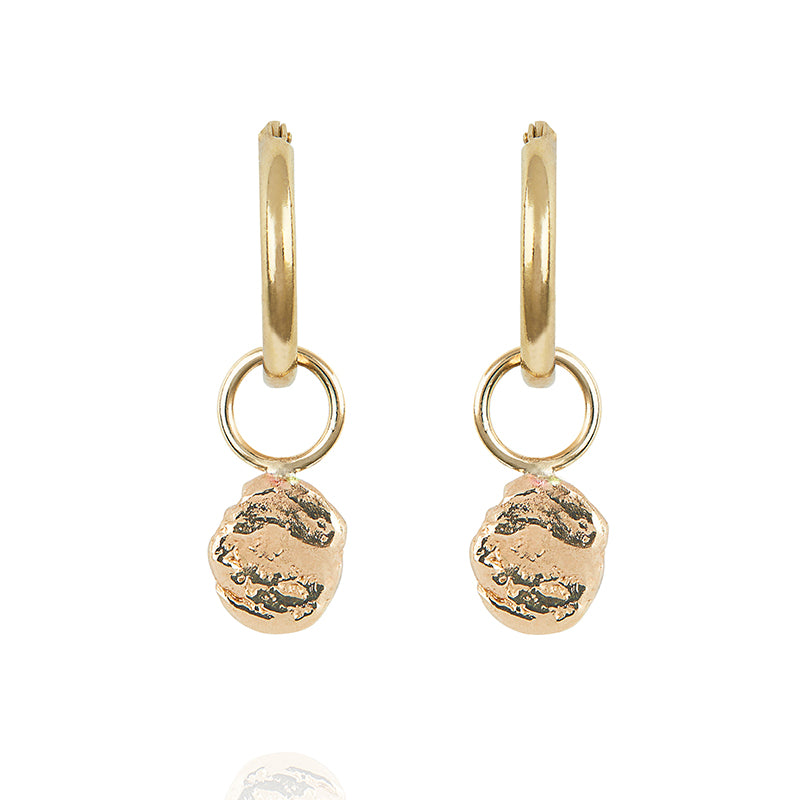 Small Molten Coral Rock Earring