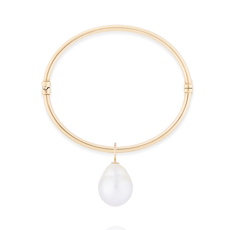 Molten Nugget with Pearl Bracelet Charm - Bangle