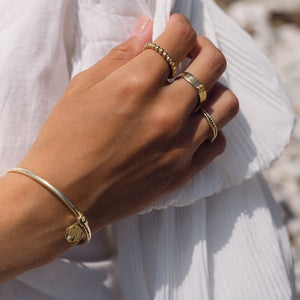 Small Molten Coral Rock bracelet charm - Bangle